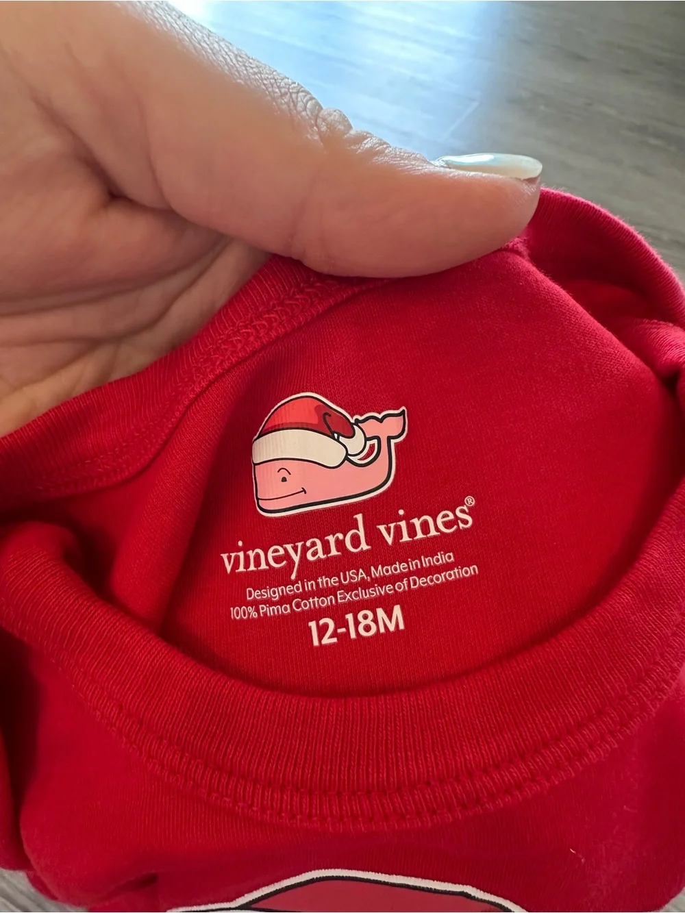 Vineyard Vines Red 'Merry Christmas' Baby Onesie - 12-18 Months - EUC